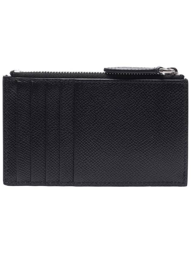 TB Logo Zipper Calfskin Card Wallet Black - BURBERRY - BALAAN 5