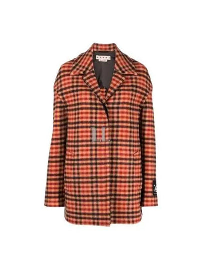 Check Brested Wool Blend Single Coat Light Orange - MARNI - BALAAN 2