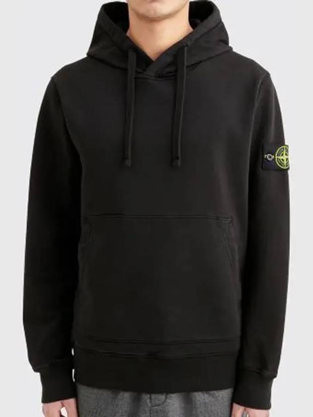 Men's Wappen Patch Cotton Hoodie Black - STONE ISLAND - BALAAN 2