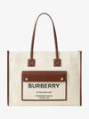 Medium Two-Tone Canvas and Leather Freya Tote Bag Natural Tan - BURBERRY - BALAAN 2