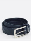 Intrecciato Leather Belt Navy - BOTTEGA VENETA - BALAAN 3