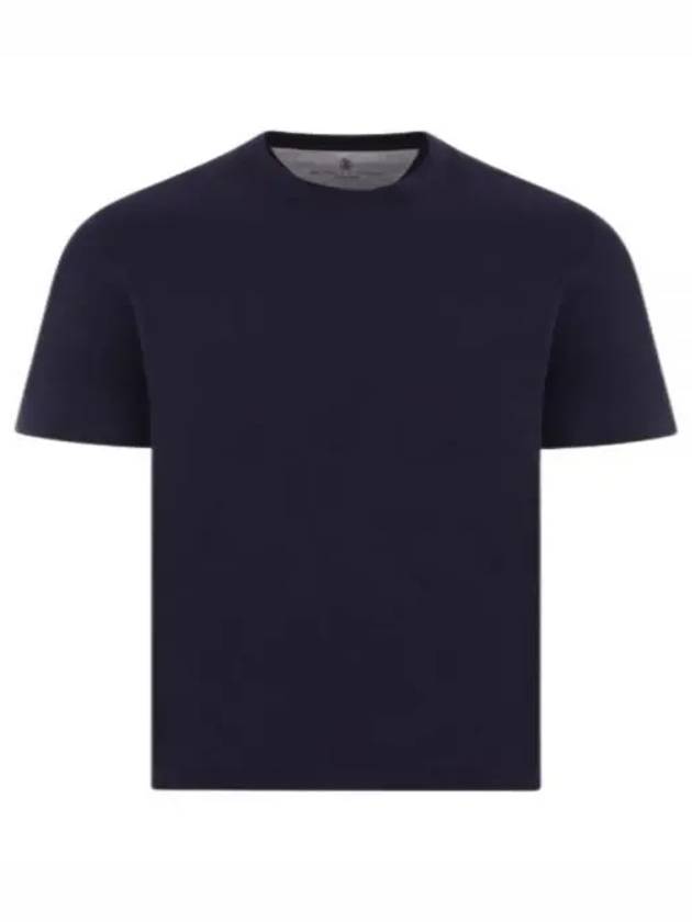 Crew Neck Short Sleeve T-Shirt Navy - BRUNELLO CUCINELLI - BALAAN 2