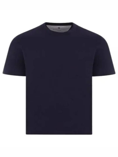 Crew Neck Short Sleeve T-Shirt Navy - BRUNELLO CUCINELLI - BALAAN 2