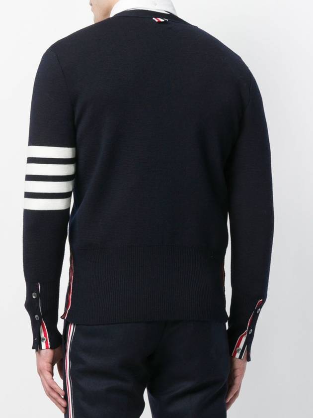 Men's Navy Milano Stitch Diagonal Cardigan - THOM BROWNE - BALAAN 5