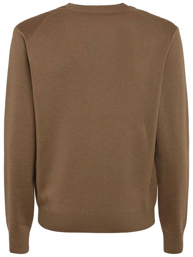 Men's Mini Heart Logo Merino Wool Knit Top Brown - AMI - BALAAN 3