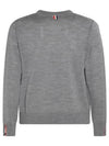 Intarsia Stitch Crew Neck Merino Wool Knit Top Light Grey - THOM BROWNE - BALAAN 5