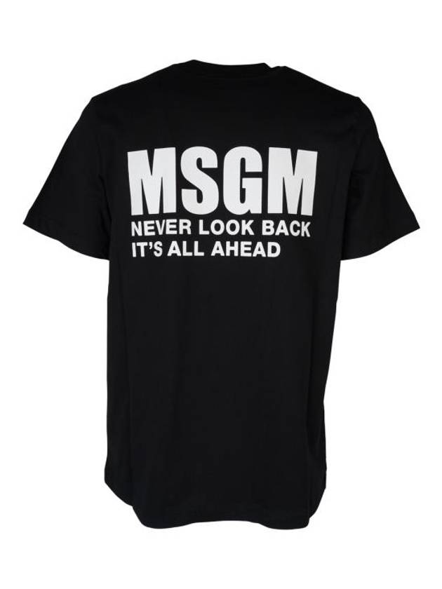 Back Logo Print Cotton Short Sleeve T-Shirt Black - MSGM - BALAAN 3