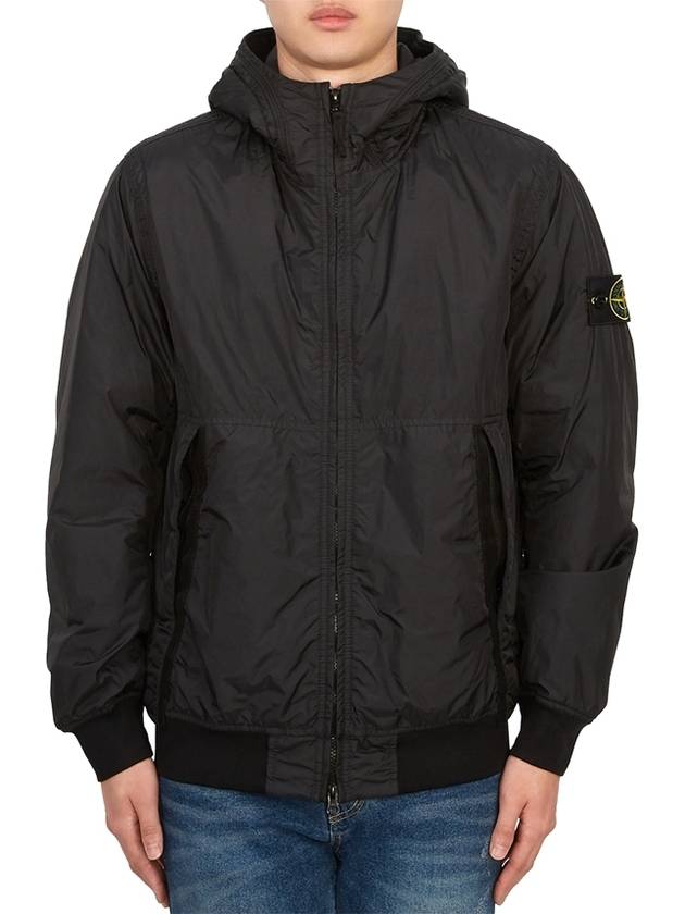 Men's Garment Dyed Crinkle Reps Recycled Nylon Primaloft TC Hooded Jacket Black - STONE ISLAND - BALAAN 2