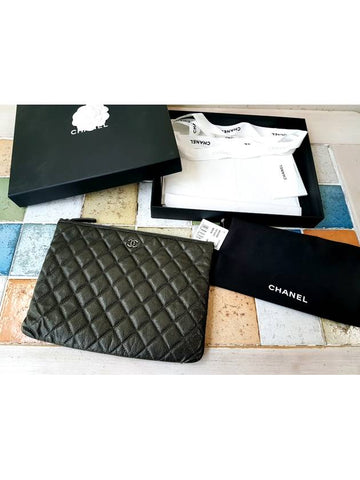 Caviar New Medium Clutch Charcoal - CHANEL - BALAAN 1