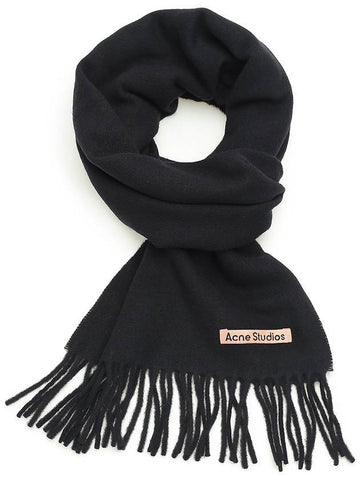 Studios Slim Wool Fringe Muffler Black - ACNE STUDIOS - BALAAN.