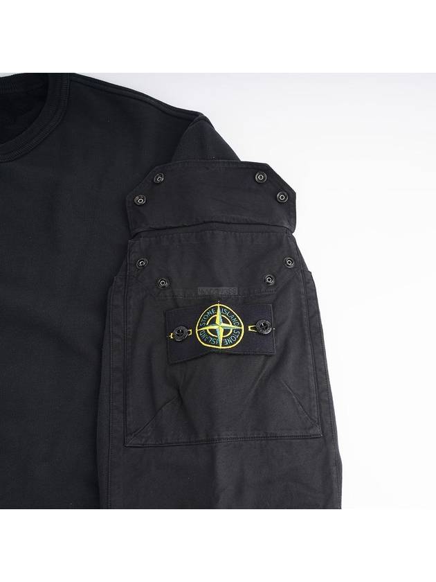 Brushed Organic Cotton Fleece Sweatshirt Black - STONE ISLAND - BALAAN 4