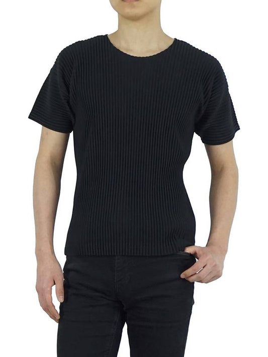 Pleated Short Sleeve T-Shirt Black - ISSEY MIYAKE - BALAAN 2