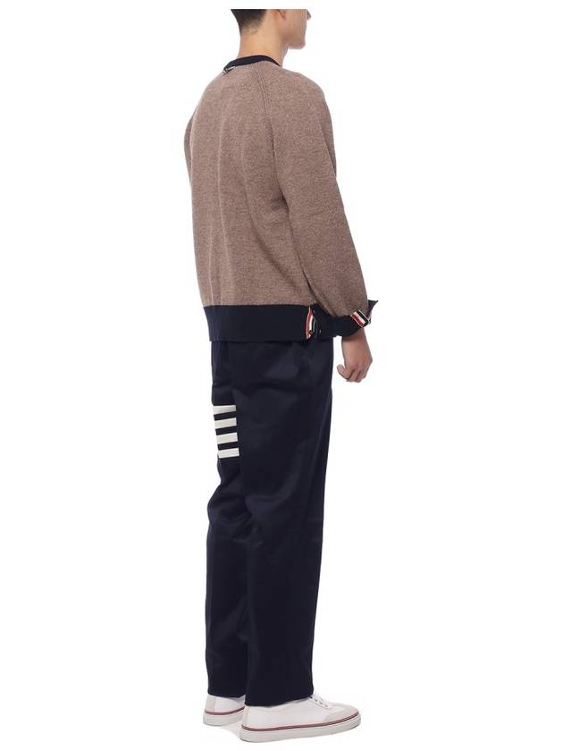 Diagonal Unconstructed Chino Straight Pants Navy - THOM BROWNE - BALAAN 7