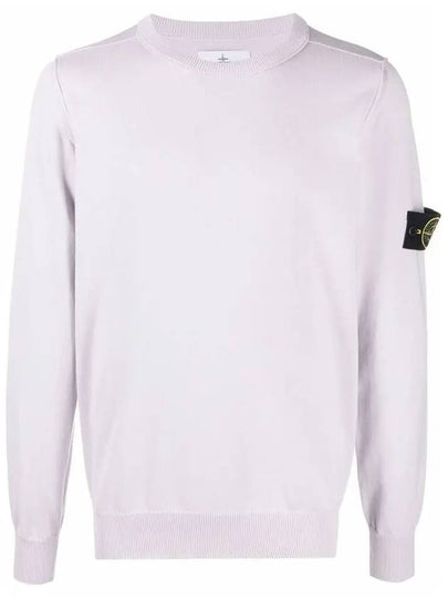 Wappen Patch Crew Neck Soft Cotton Knit Top Pastel Pink - STONE ISLAND - BALAAN 2