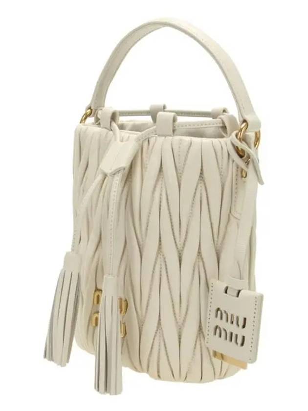 Drawstring Leather Bucket Bag White - MIU MIU - BALAAN 3