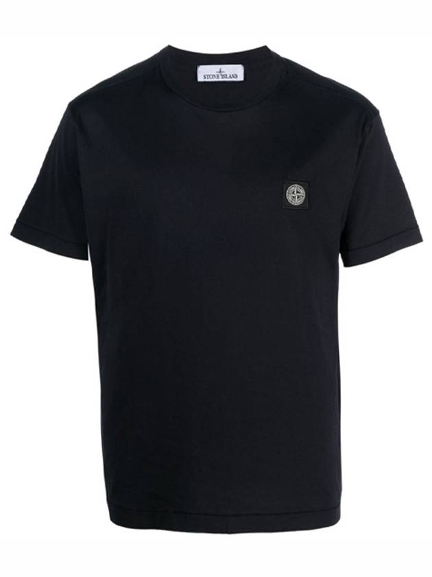 Logo Patch Cotton Short Sleeve T-Shirt Navy - STONE ISLAND - BALAAN 2