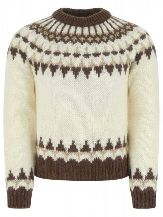 Men's Wool Mohair Rib Knit Top Beige - SAINT LAURENT - BALAAN 1