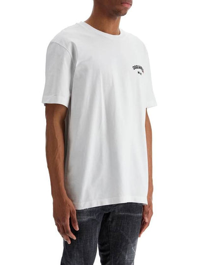 white cotton t-shirt with embroidered logo - DSQUARED2 - BALAAN 2