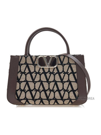 Toile Iconograph Small Tote Bag Brown - VALENTINO - BALAAN 2