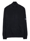 Lens Wappen Lambswool Zip-Up Cardigan Black - CP COMPANY - BALAAN 2