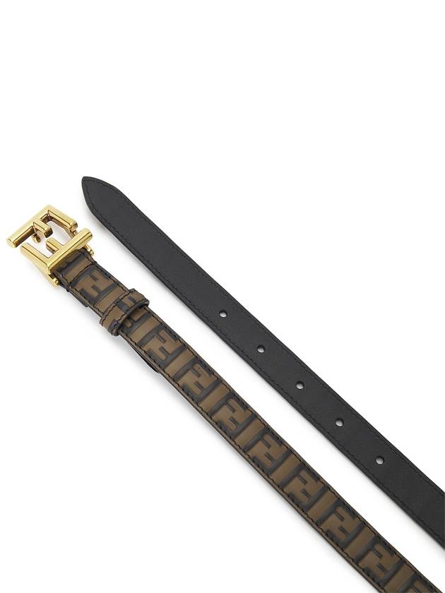 FF Square Stud Buckle Leather Belt Brown - FENDI - BALAAN 4