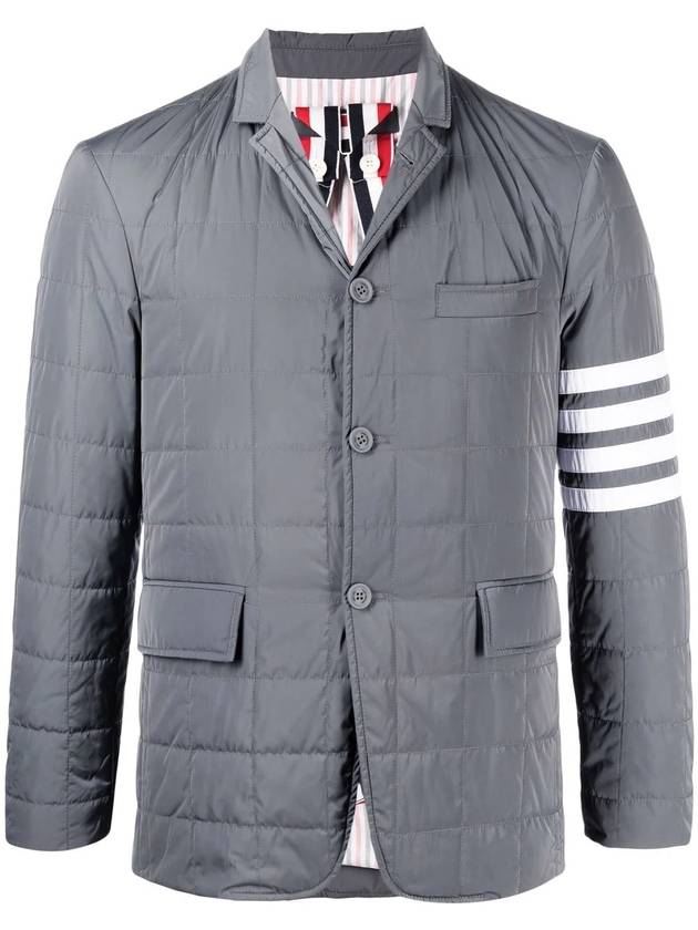 4 Bar Poly Twill Padding Blazer Jacket Grey - THOM BROWNE - BALAAN 1