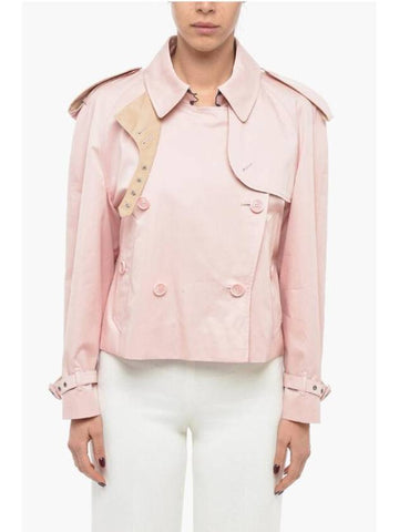 Cotton Gabardine Cropped Trench Coat Pink - BURBERRY - BALAAN 1