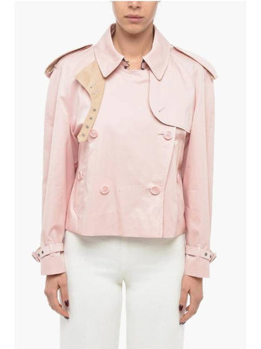 Cotton Gabardine Cropped Trench Coat Pink - BURBERRY - BALAAN 1