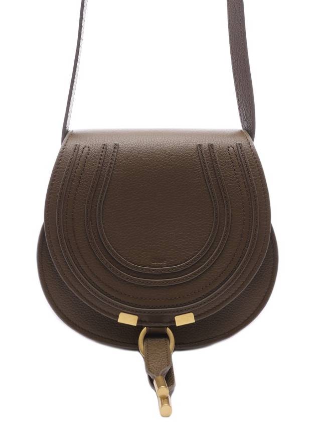 Marcie Saddle Small Grained Leather Cross Bag Khaki - CHLOE - BALAAN 3