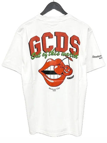 M020067 01 Cherry Club Short Sleeve TShirt White - GCDS - BALAAN 1