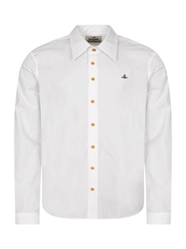 Men's Embroidered ORB Long Sleeve Shirt White - VIVIENNE WESTWOOD - BALAAN 2