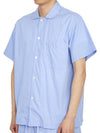 Poplin Pajamas Organic Cotton Short Sleeve Shirt Blue - TEKLA - BALAAN 3