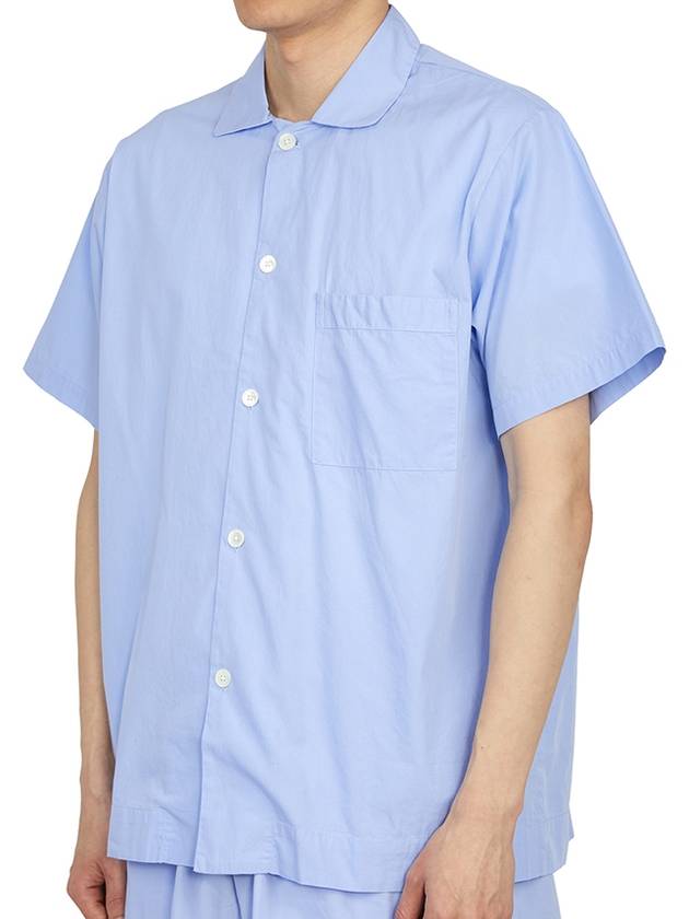 Poplin Pajamas Organic Cotton Short Sleeve Shirt Blue - TEKLA - BALAAN 3