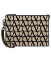 Iconographe Print Leather Detail Clutch Bag Beige - VALENTINO - BALAAN 2