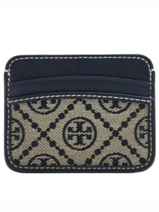 T Monogram Jacquard Card Wallet Navy - TORY BURCH - BALAAN 2