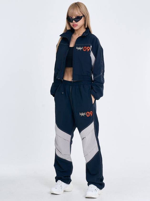 Unisex Knee Panel Nylon Track Pants Navy SDKIISD231103TR001 - SALONDEKII SDLABEL - BALAAN 7