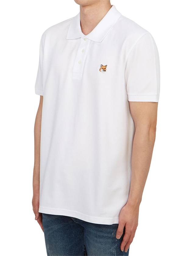 Fox Head Patch Cotton Polo Shirt White - MAISON KITSUNE - BALAAN 3