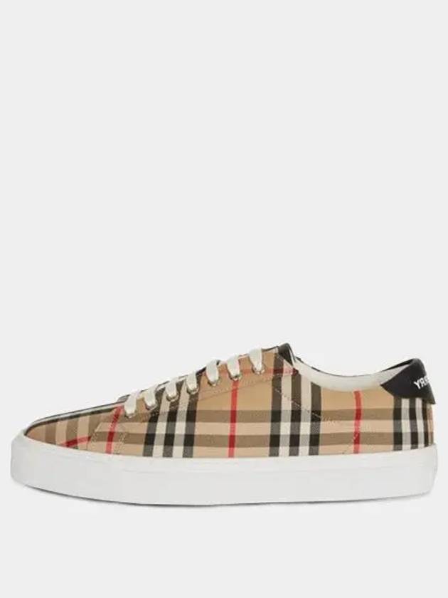 Vintage Check Cotton Low Top Sneakers Beige - BURBERRY - BALAAN 2