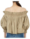 Gather Puff Shoulder Crop Blouse Beige - DIOR - BALAAN 5