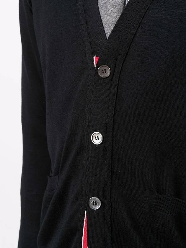 Men's Sustainable Classic Diagonal Wool Cardigan Black - THOM BROWNE - BALAAN 6