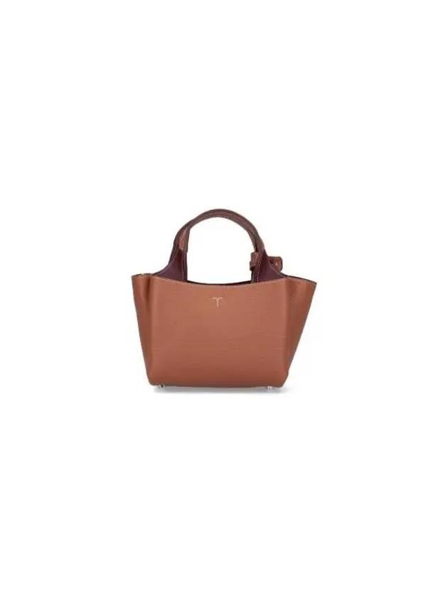 Micro Leather Tote Bag Brown - TOD'S - BALAAN 4