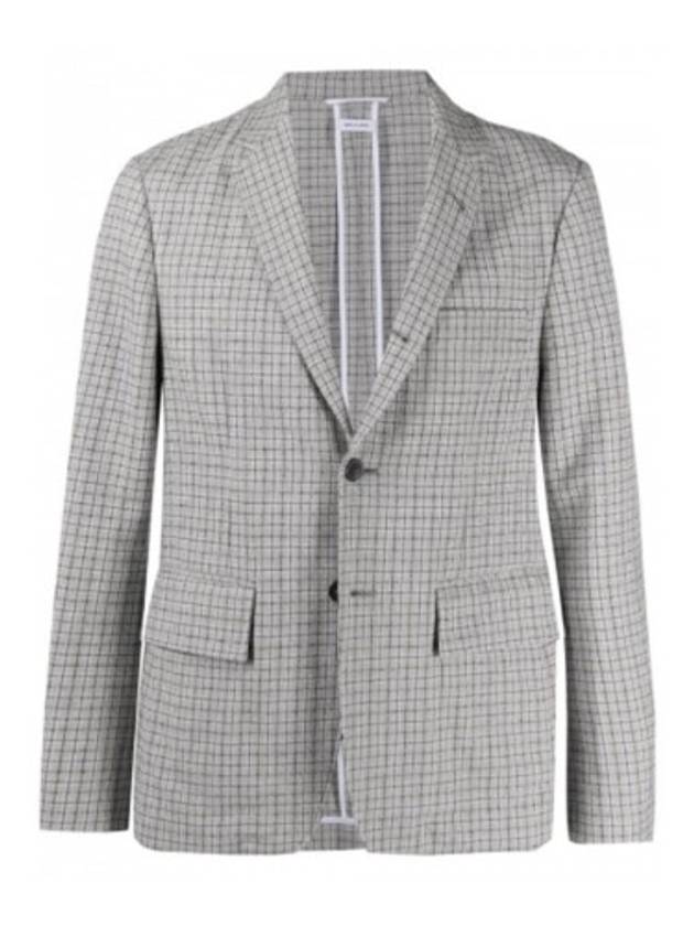 Hairline Check Unconstructed Classic Jacket Medium Grey - THOM BROWNE - BALAAN 2