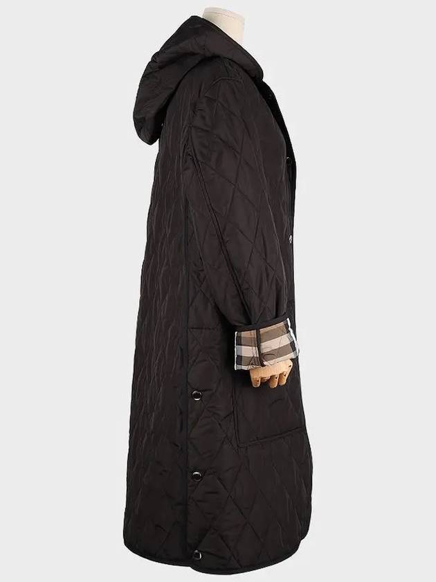 Parkgate Hooded Long Quilted Jacket Black - BURBERRY - BALAAN 3