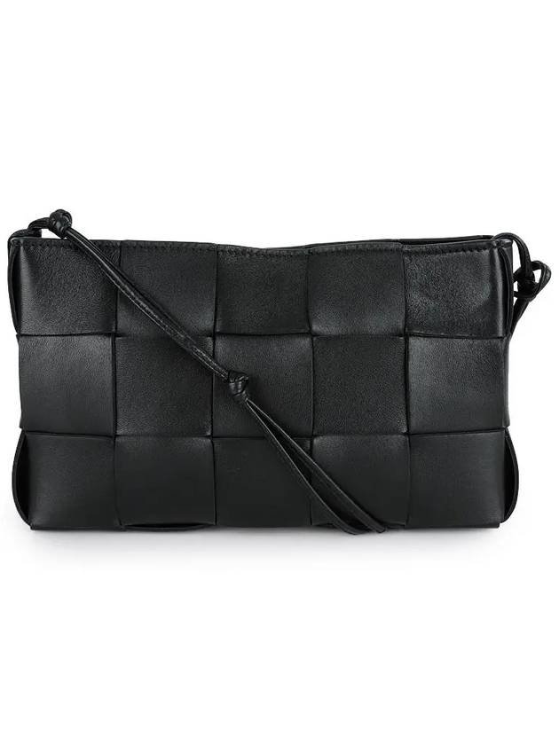 Intrecciato Cassette Leather Pouch Shoulder Bag Black - BOTTEGA VENETA - BALAAN 3