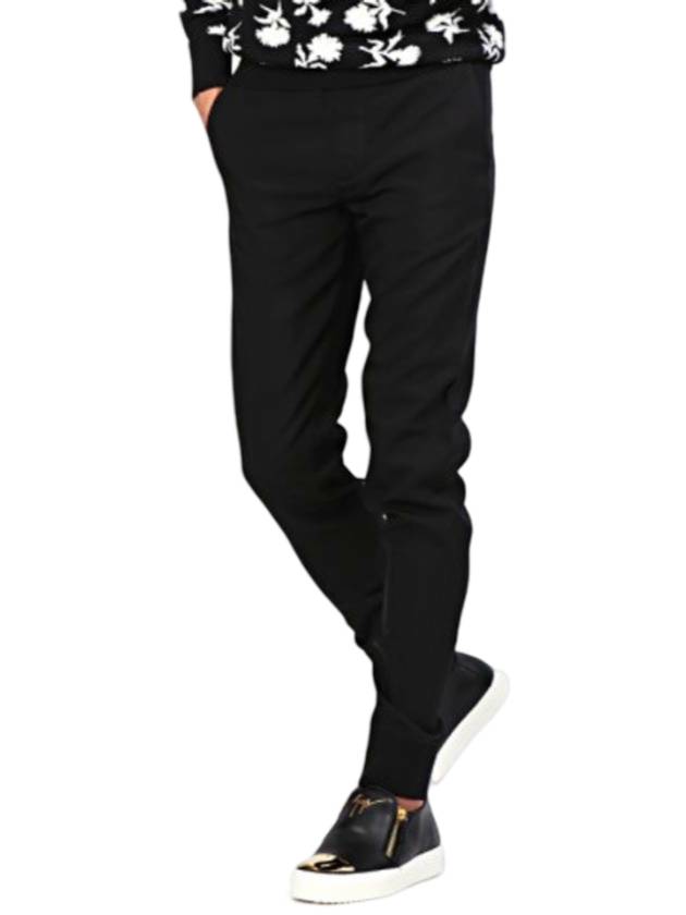 Banded Zipper Cotton Straight Pants Black - LANVIN - BALAAN 1