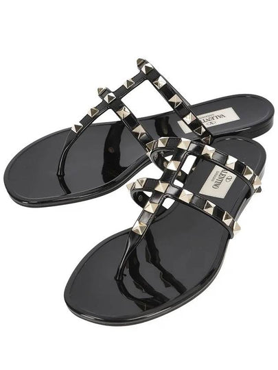 Women's Rockstud Flip Flops Black - VALENTINO - BALAAN 2