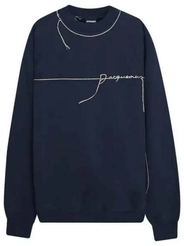 Le Fio Embroidered Logo Sweatshirt Navy - JACQUEMUS - BALAAN 1