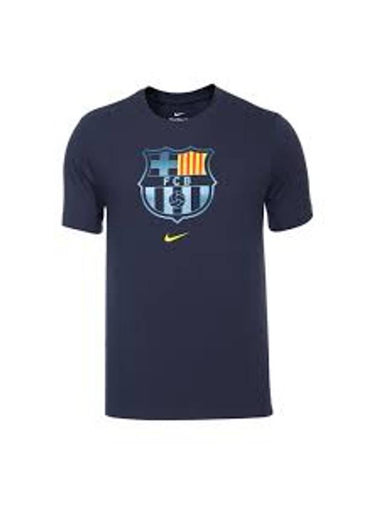 FCB Crest Print Short Sleeves T Shirt Navy - NIKE - BALAAN 1