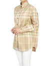 Women's Button Down Collar Check Cotton Long Sleeve Shirt Beige - BURBERRY - BALAAN 8