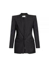 Striped Wool Jacket Black - SAINT LAURENT - BALAAN 2